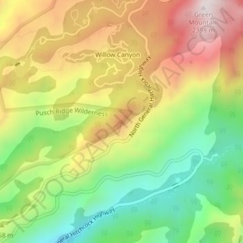 Topografisk kart Lizard Rock, høyde, relieff