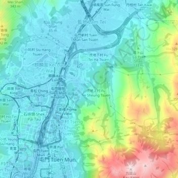 Topografisk kart Chung Wong Toi, høyde, relieff