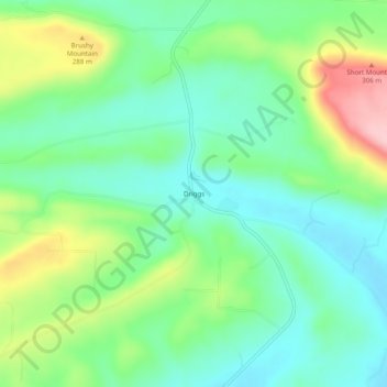 Topografisk kart Driggs, høyde, relieff