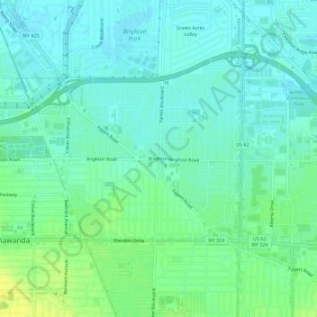 Topografisk kart Brighton, høyde, relieff