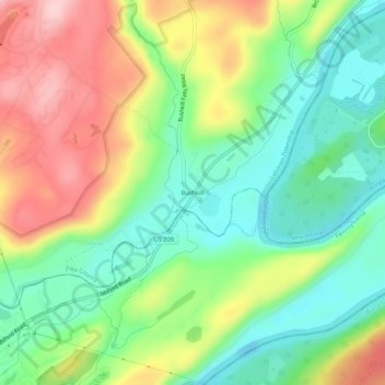 Topografisk kart Bushkill, høyde, relieff