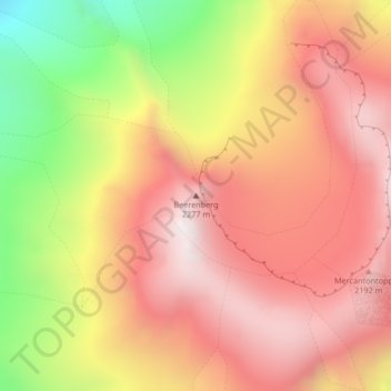 Topografisk kart Beerenberg, høyde, relieff
