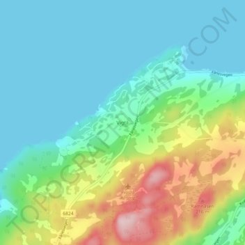 Topografisk kart Vigtil, høyde, relieff