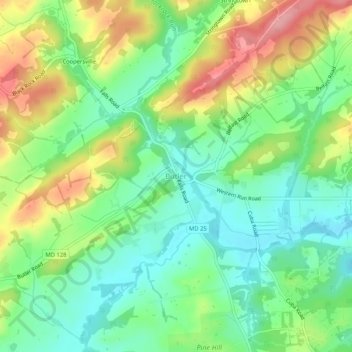 Topografisk kart Butler, høyde, relieff