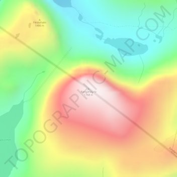 Topografisk kart Rangåhøgda, høyde, relieff