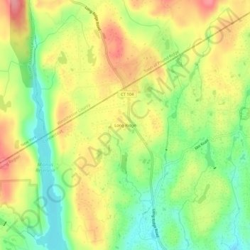 Topografisk kart Long Ridge, høyde, relieff