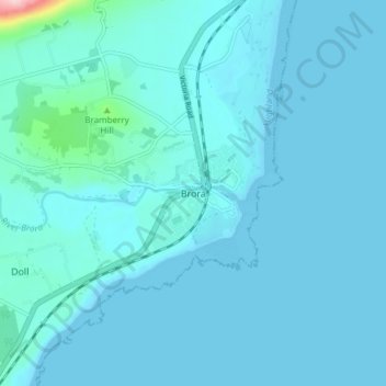Topografisk kart Brora, høyde, relieff