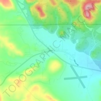 Topografisk kart Datil, høyde, relieff