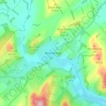 Topografisk kart Blyth Bridge, høyde, relieff