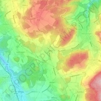 Topografisk kart Agasul, høyde, relieff