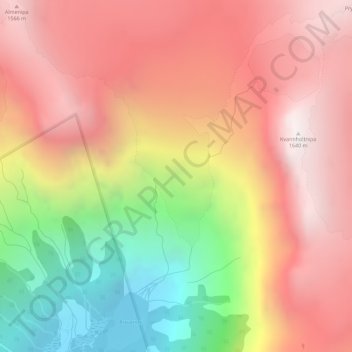 Topografisk kart Bøyabreen, høyde, relieff