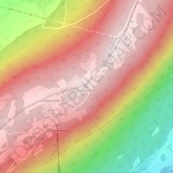 Topografisk kart Chaumont, høyde, relieff