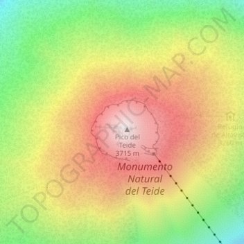Topografisk kart Teide, høyde, relieff