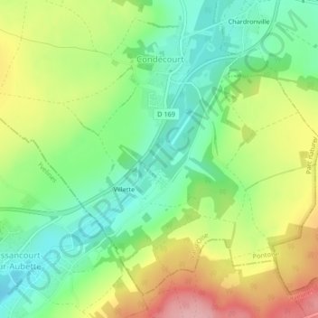 Topografisk kart Parc de Villette, høyde, relieff