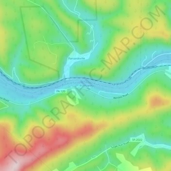 Topografisk kart Riverview, høyde, relieff