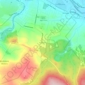 Topografisk kart Kulptown, høyde, relieff