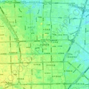 Topografisk kart Yayuncun, høyde, relieff