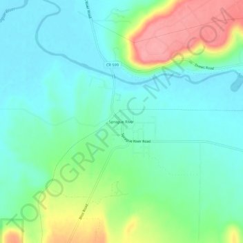Topografisk kart Sprague River, høyde, relieff