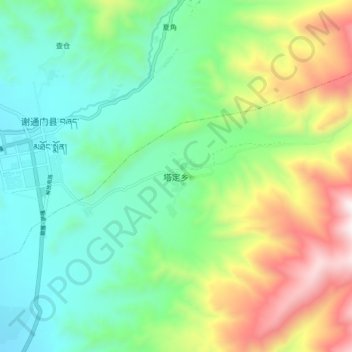 Topografisk kart Tading, høyde, relieff