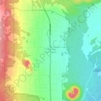 Topografisk kart Timberline-Fernwood, høyde, relieff