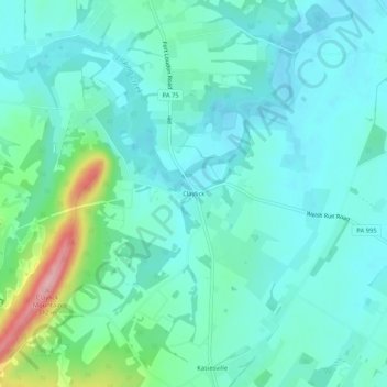 Topografisk kart Claylick, høyde, relieff