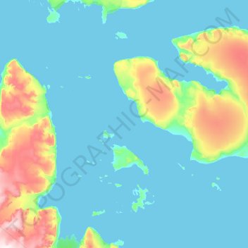Topografisk kart Nyströmøya, høyde, relieff