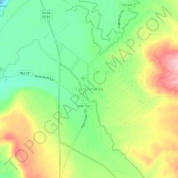 Topografisk kart Tierra Amarilla, høyde, relieff