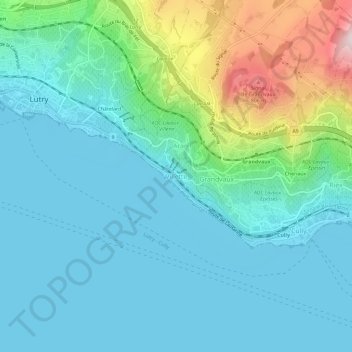 Topografisk kart Villette, høyde, relieff