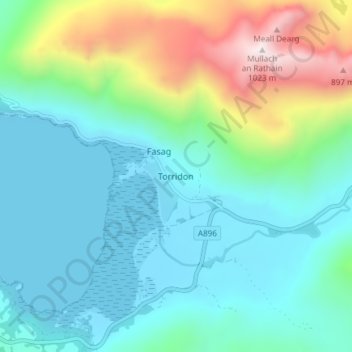 Topografisk kart Torridon, høyde, relieff
