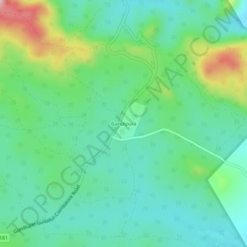 Topografisk kart Bandipura, høyde, relieff