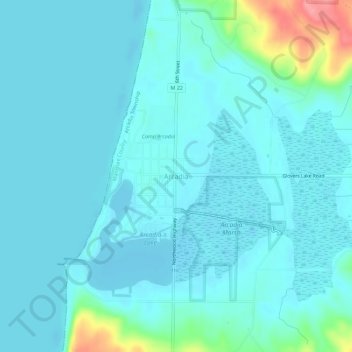 Topografisk kart Arcadia, høyde, relieff