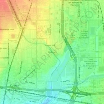 Topografisk kart Bethune, høyde, relieff