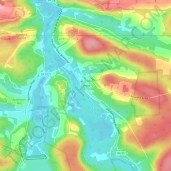 Topografisk kart Flinton, høyde, relieff