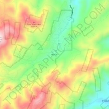Topografisk kart Walker, høyde, relieff