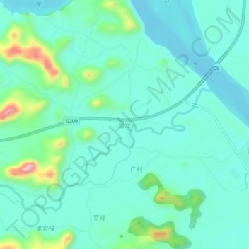 Topografisk kart Julong, høyde, relieff
