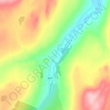 Topografisk kart Langdale, høyde, relieff