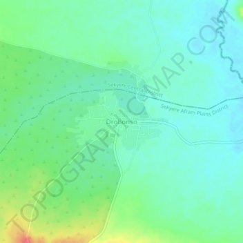 Topografisk kart Drobonso, høyde, relieff