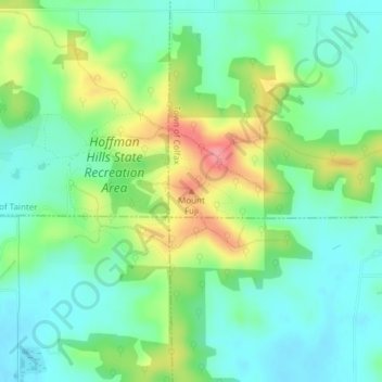 Topografisk kart Mount Fuji, høyde, relieff