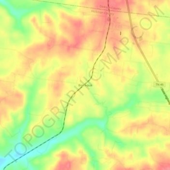 Topografisk kart Bon Aqua, høyde, relieff
