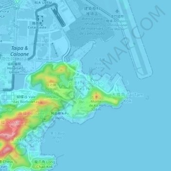 Topografisk kart Ka-Ho Village, høyde, relieff