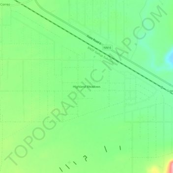 Topografisk kart Highland Meadows, høyde, relieff