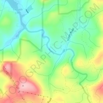Topografisk kart Hooker Falls, høyde, relieff