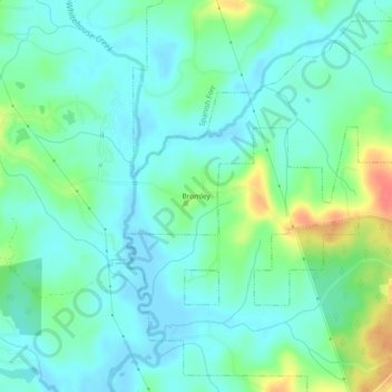 Topografisk kart Bromley, høyde, relieff