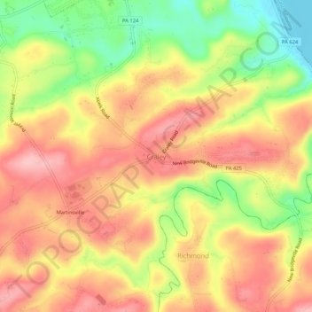 Topografisk kart Craley, høyde, relieff