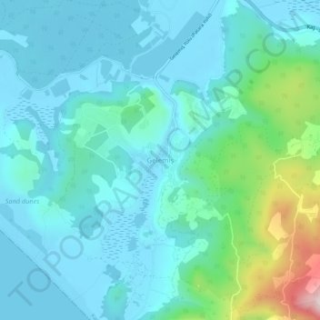 Topografisk kart Gelemiş, høyde, relieff
