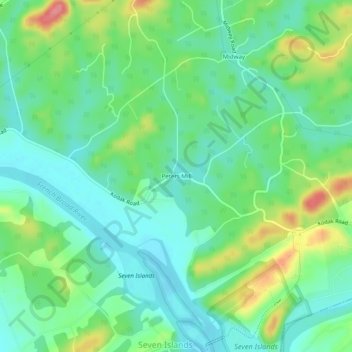 Topografisk kart Peters Mill, høyde, relieff