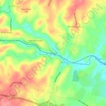 Topografisk kart New Port, høyde, relieff