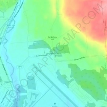 Topografisk kart Wright Settlement, høyde, relieff