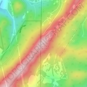 Topografisk kart Hoye-Crest, høyde, relieff