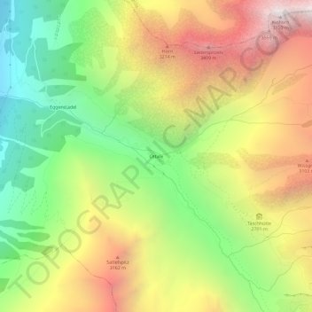 Topografisk kart Ottafe, høyde, relieff